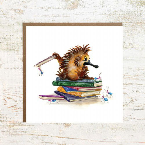 Book Echidna - greeting and birthday card for book lovers