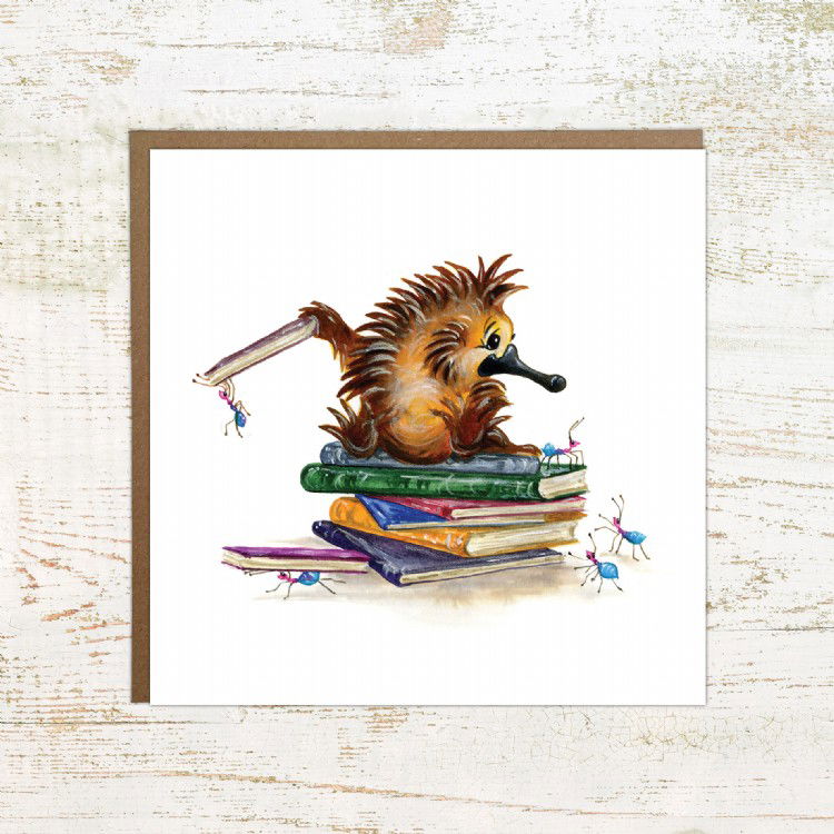 Book Echidna - greeting and birthday card for book lovers