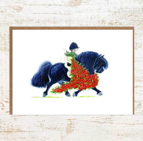 horse and rider greeting card - horse showing birthday card