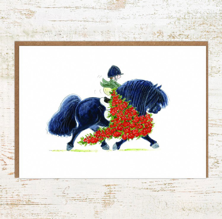 horse and rider greeting card - horse showing birthday card
