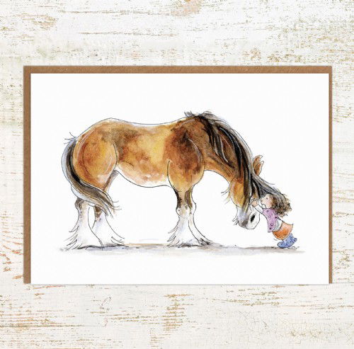 Clydie Cuddle Clydesdale, Shire Horse, Heavy Horse Greetings Cards