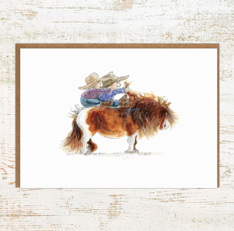Double Dink – Funny Children and Pony Birthday Card