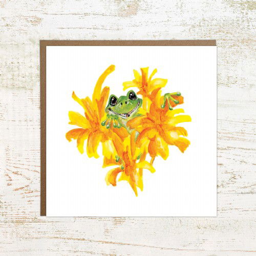 Frog in Flowers - flowers and frog greeting card