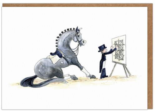 Funny dressage horse birthday card and horse greetings card