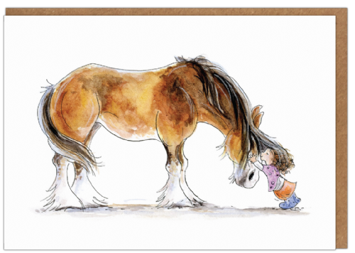 Clydie Cuddle – Clydesdale Heavy Horse Greetings Card 