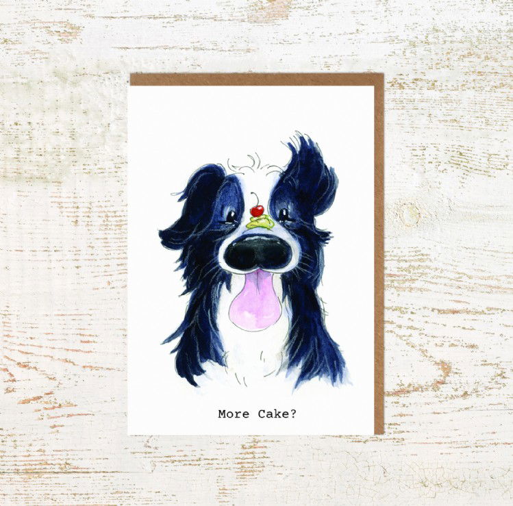 More Cake Border Collie Birthday Card - Pony Nut Dog Greeting Cards 