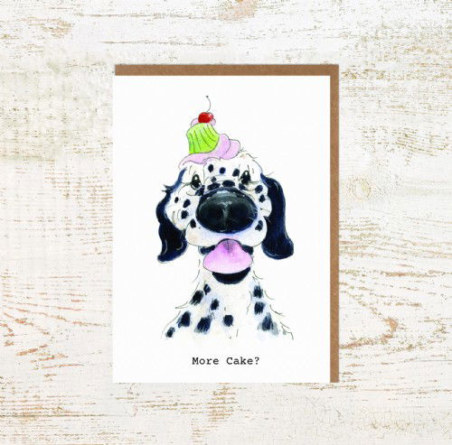 More Cake Dalmation Birthday Card - Pony Nut Dog Greeting Cards