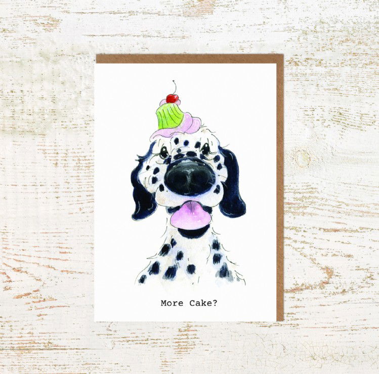 More Cake Dalmation Birthday Card - Pony Nut Dog Greeting Cards