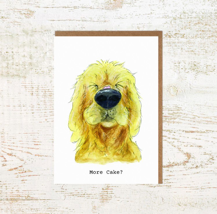 More Cake Golden Retriever Birthday Card with Pony Nut Gifts