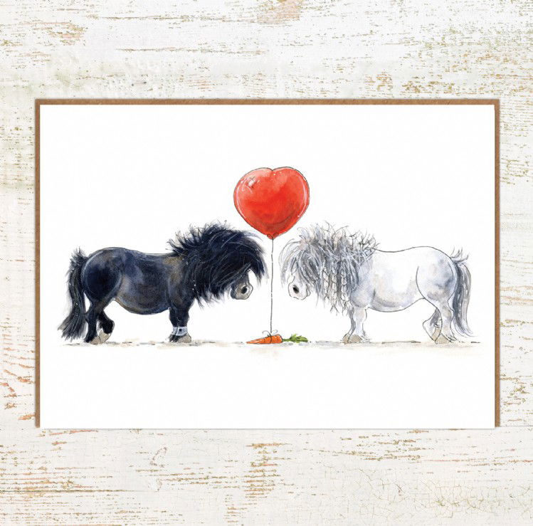 One Heart - Shetland Pony Anniversary and Wedding Card