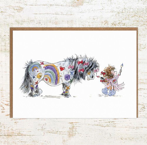 Painted Pony – Shetland Pony and Child Greetings Card