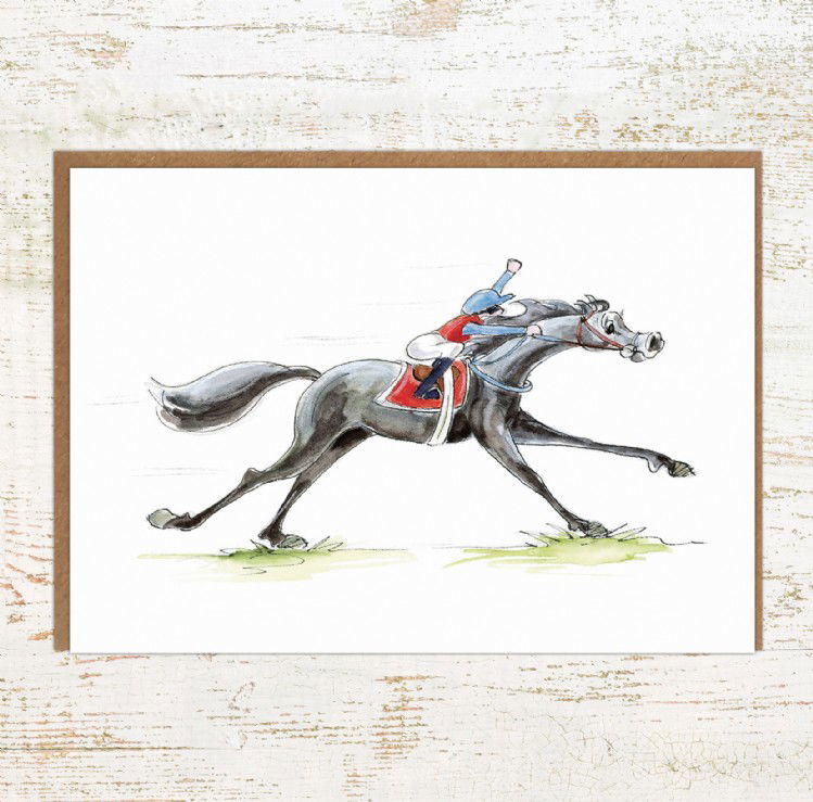 Past the Post Horse Racing Greeting Cards and Birthday Cards with Pony Nut