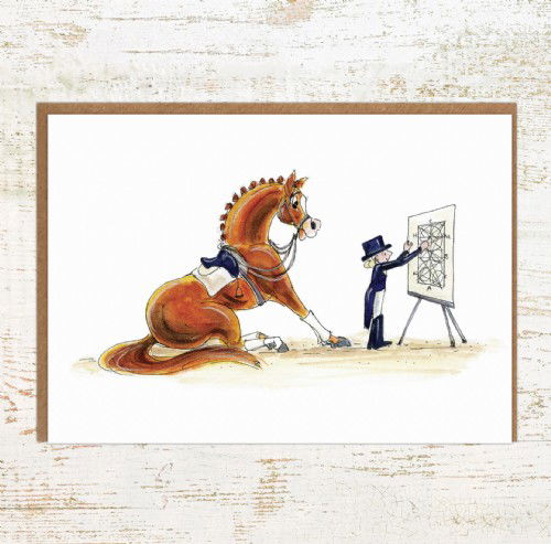 Schoolmaster dressage horse greetings card and birthday card for equestrians
