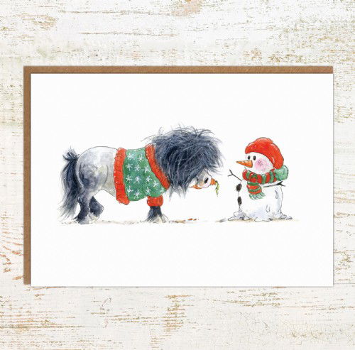 Snowman horse and pony Christmas Card - Pony Nut Greeting Cards