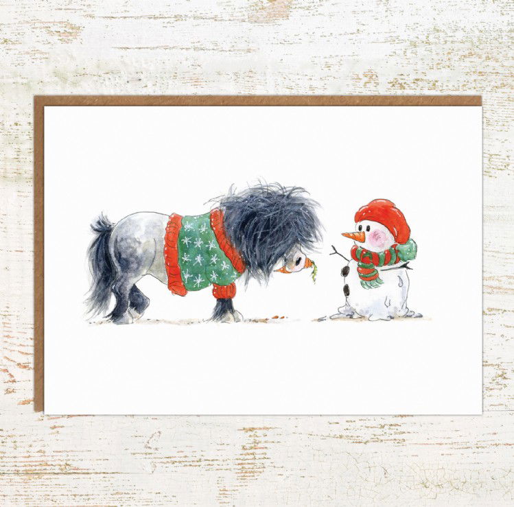 Snowman horse and pony Christmas Card - Pony Nut Greeting Cards