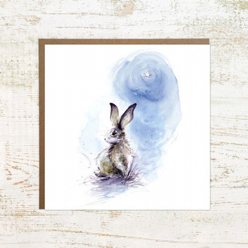 Starlight Bunny - rabbit greeting card and thinking of you card