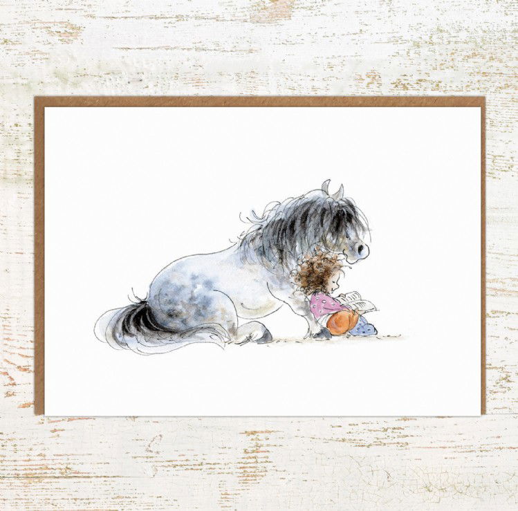 Storytime – Child and Shetland Pony Birthday Card
