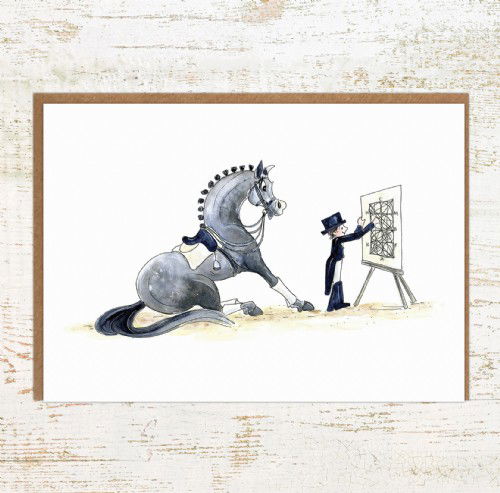 Halt at X Funny dressage birthday card and greetings card for dressage riders
